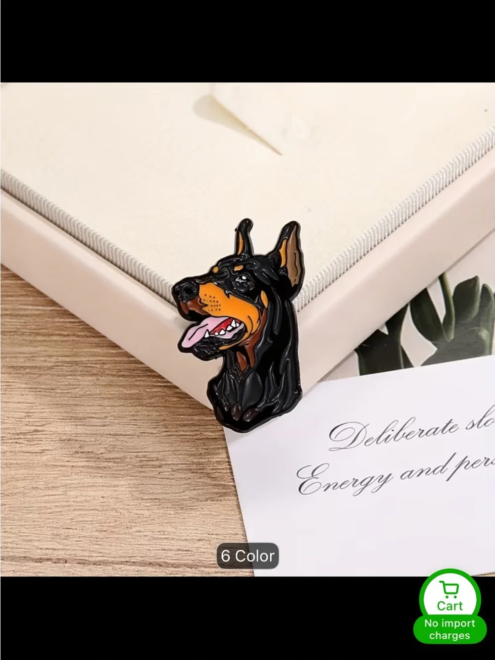 Doberman Enamel Pin - Black and Tan Dog Head Accessory
